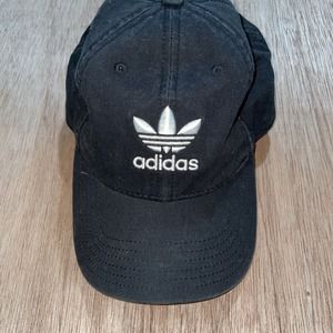 Adidas‎ Originals Tre Foil Relaxed Black/White Strapback Hat Men's OSFA